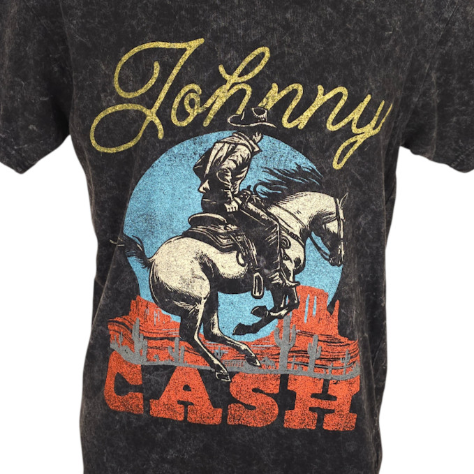 Johnny Cash T Shirt Mens Size Small Gray Stonewash Cowboy Country Music