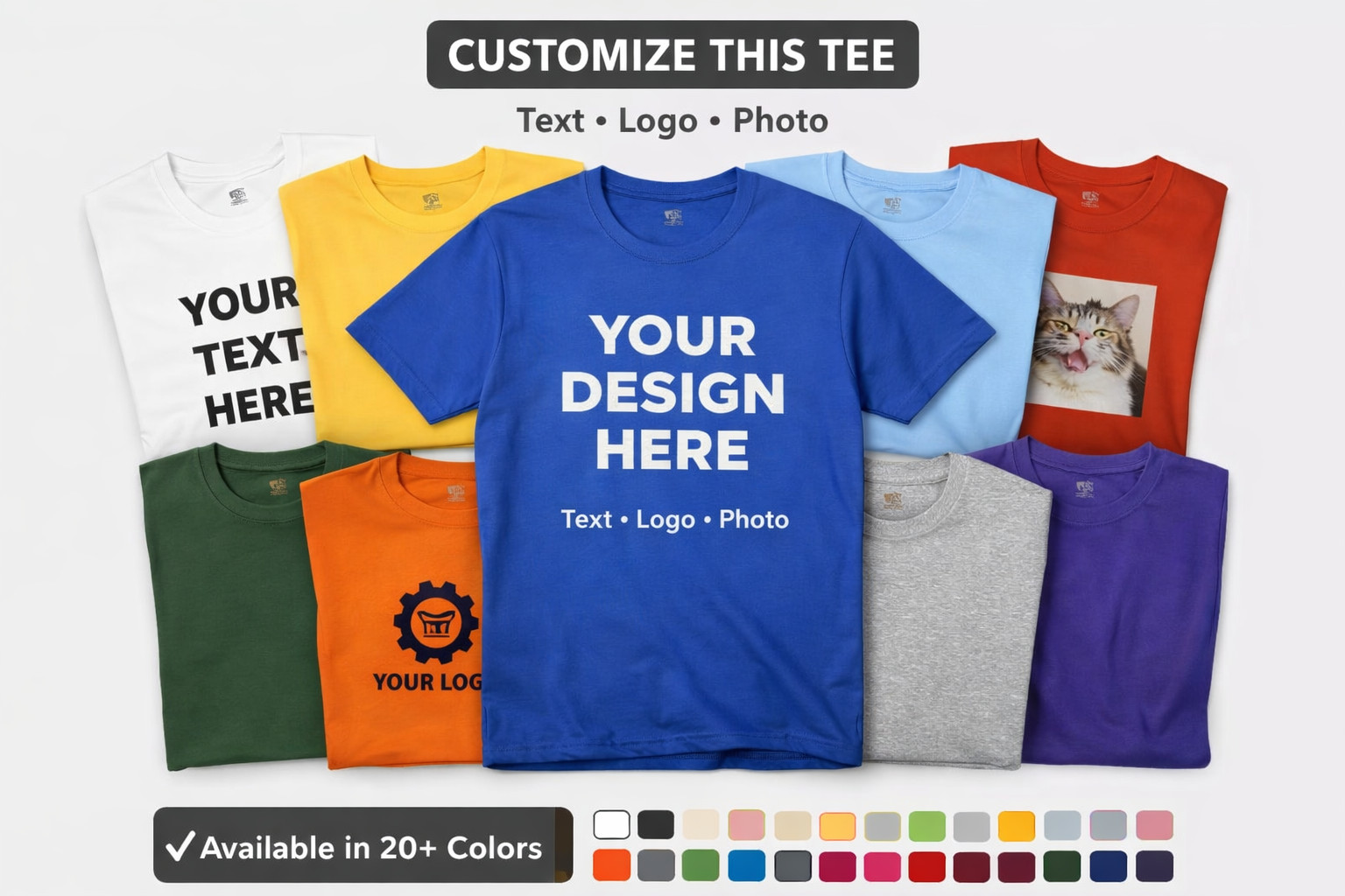 Custom T-Shirt Personalized Photo Text Logo Your Design Gildan 5000 Print EU USA
