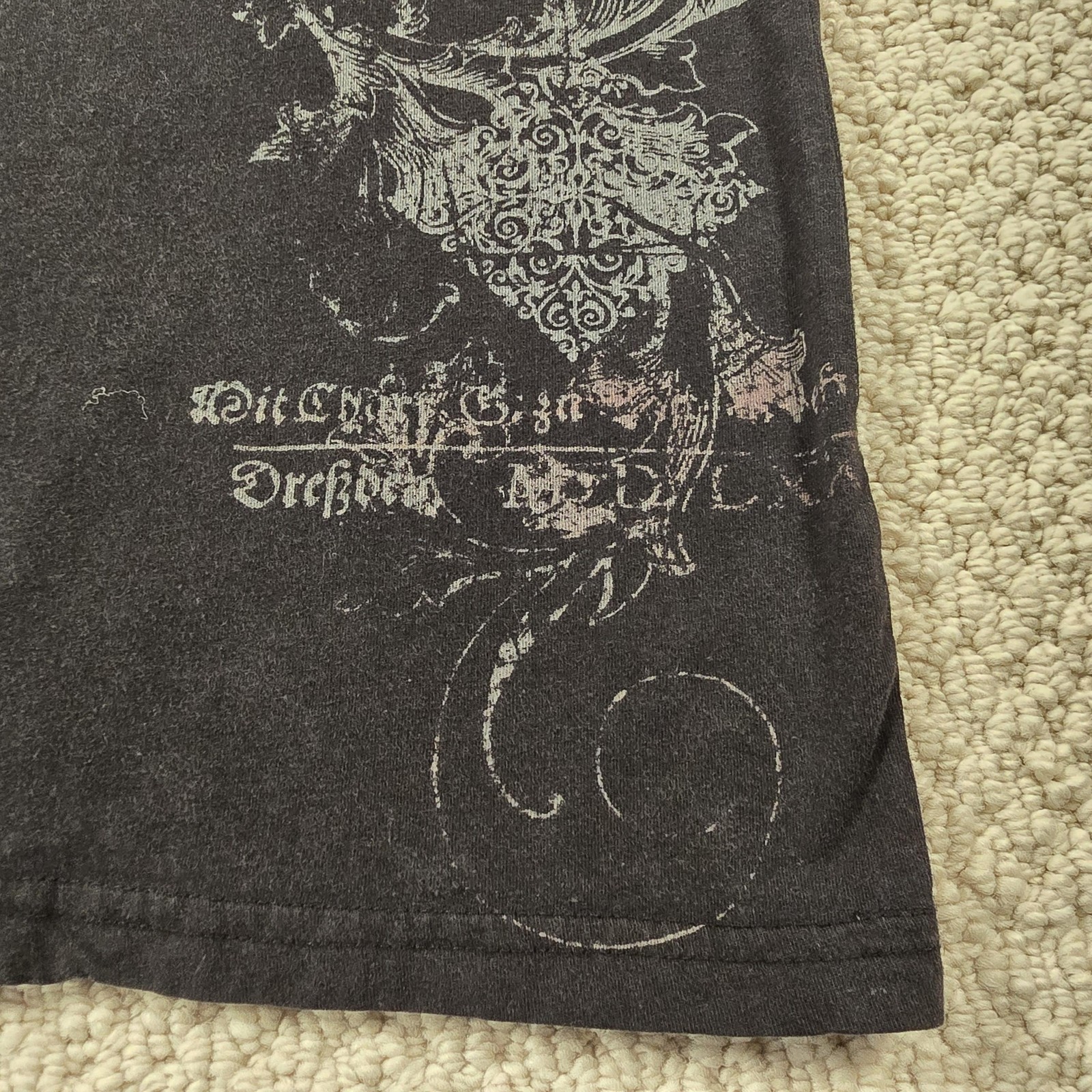 Archaic By Affliction Shirt Mens XL Black Gothic Wings Skull Allover Graphic