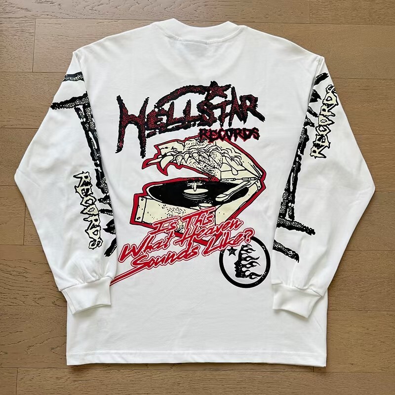 Hell Studios star Records Crewneck INS same Style Mens Long Sleeve T-shirt