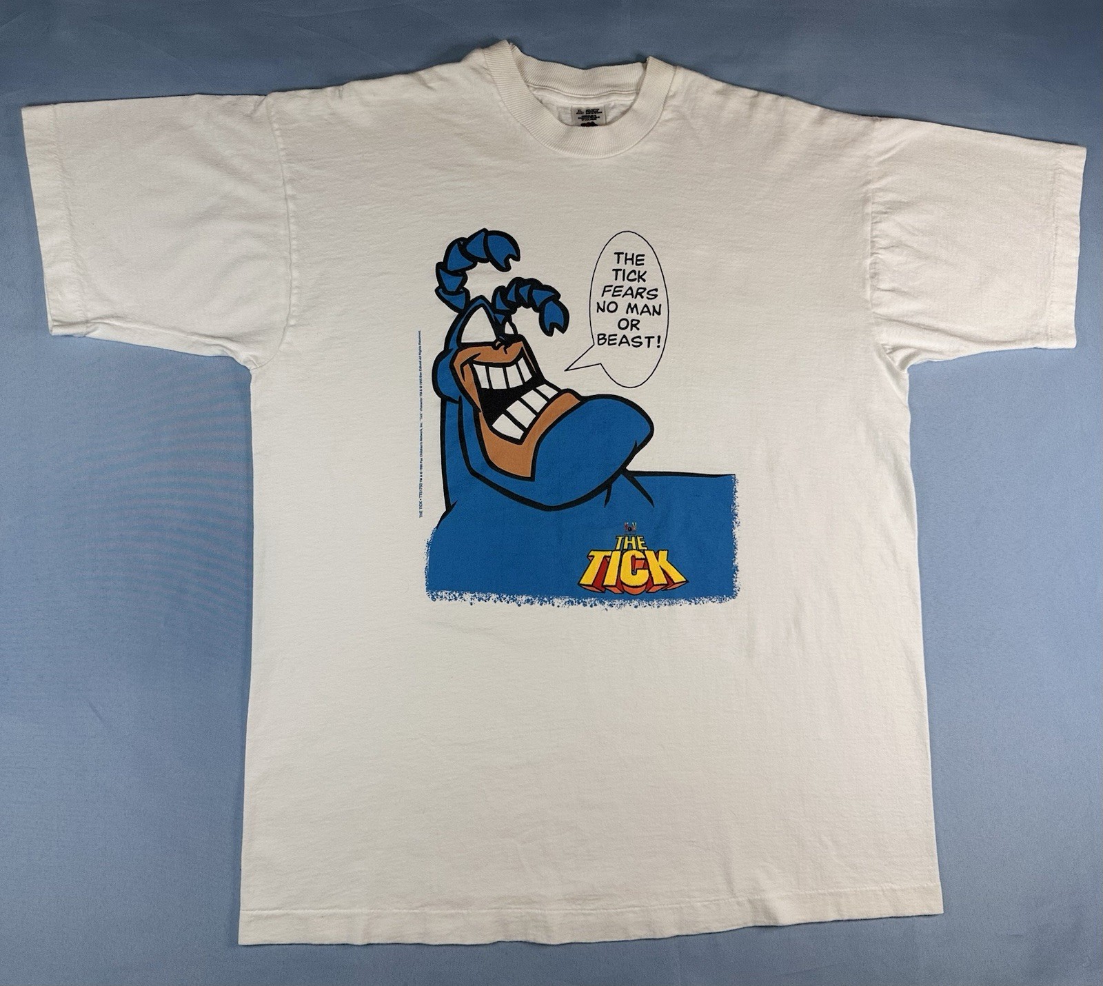 Vtg 1995 The Tick T Shirt XL Fox Kids Promo Graphic Tee White