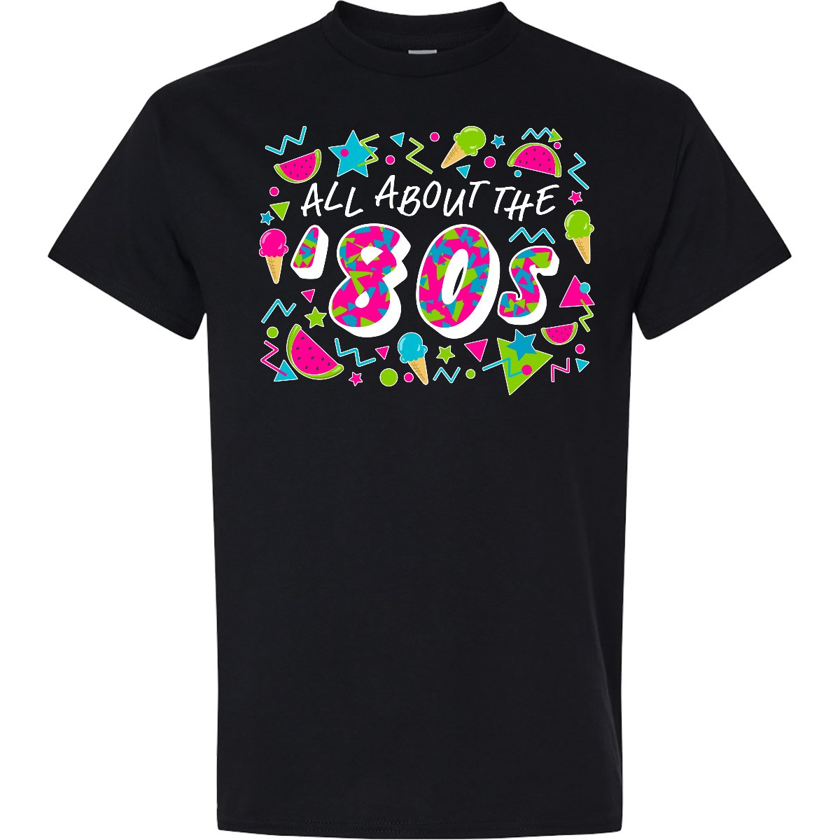 Inktastic All About The ’80s T-Shirt Eighties Nostalgia Bright Colorful Fashion