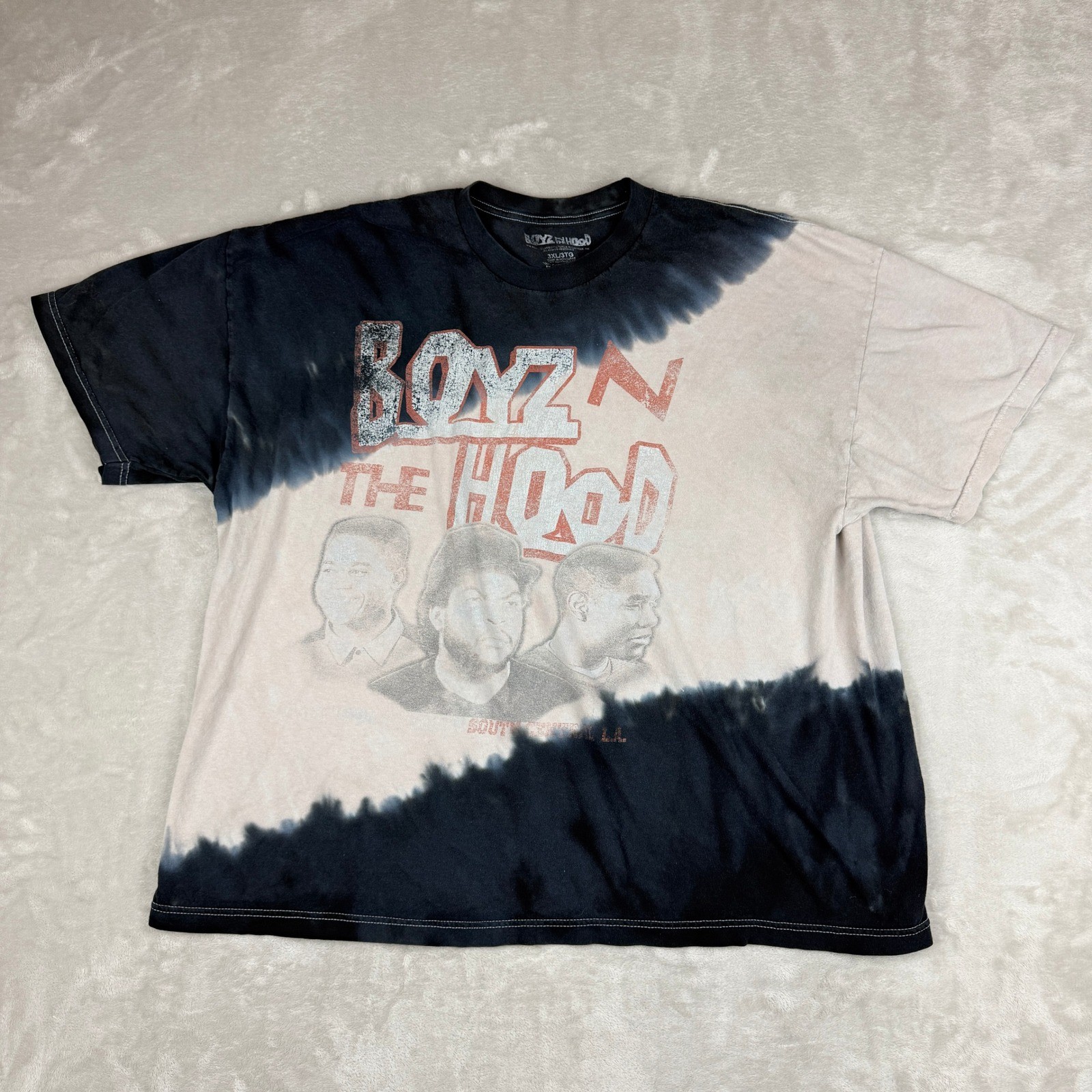 Boyz N The Hood T-Shirt Mens 3XL Black Cream Tie Dye Movie Merch 90s Style Y2K