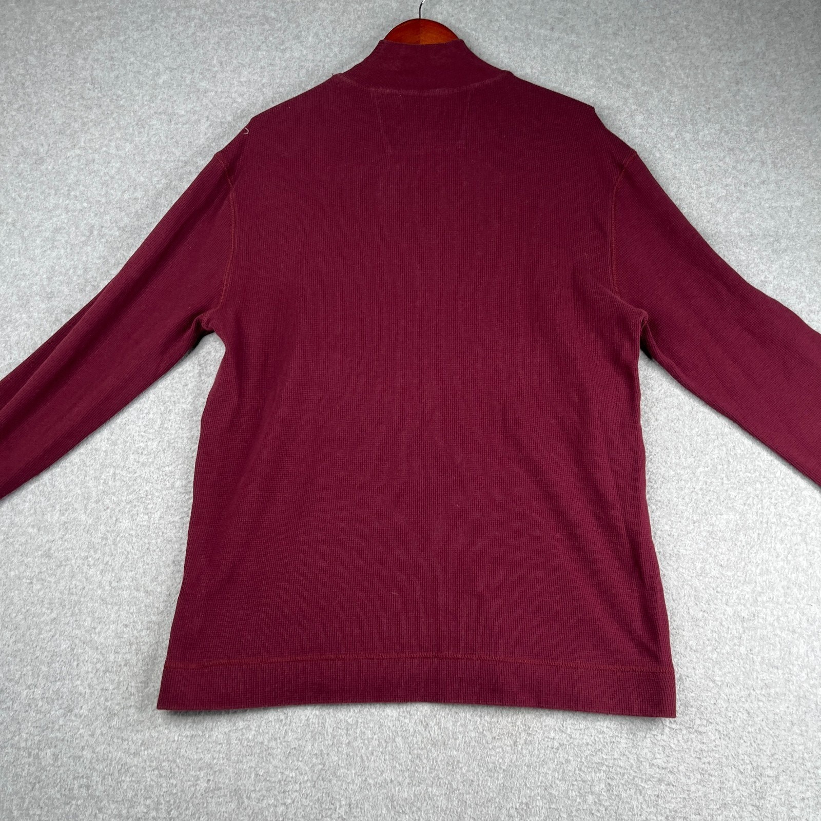 Banana Republic Henley Shirt Waffle Knit 1/2 Zip Burgundy Long Sleeve Pullover L
