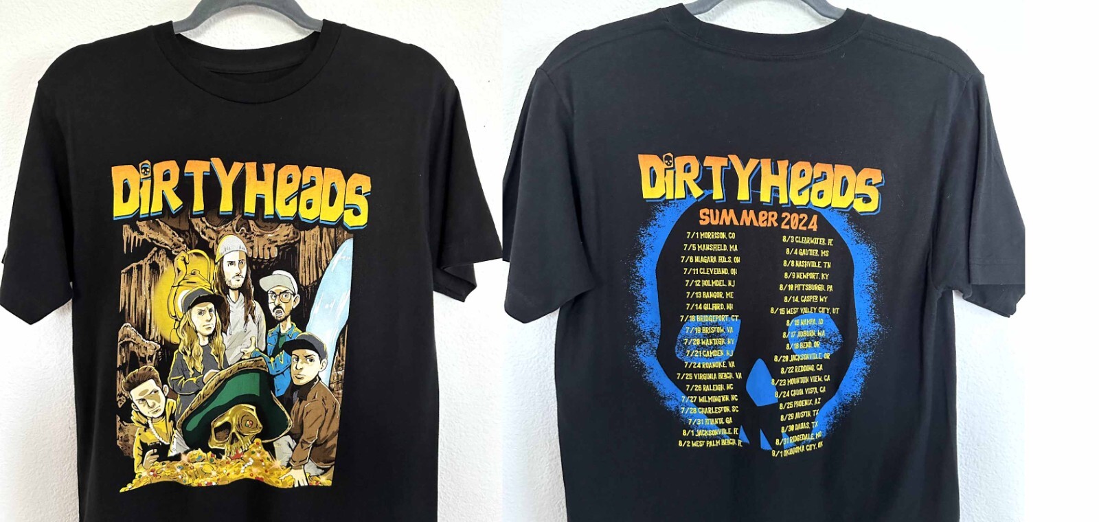 2 sides Dirty Heads Band Summer 2024 Shirt Funny Black Unisex S-5XL EM0716