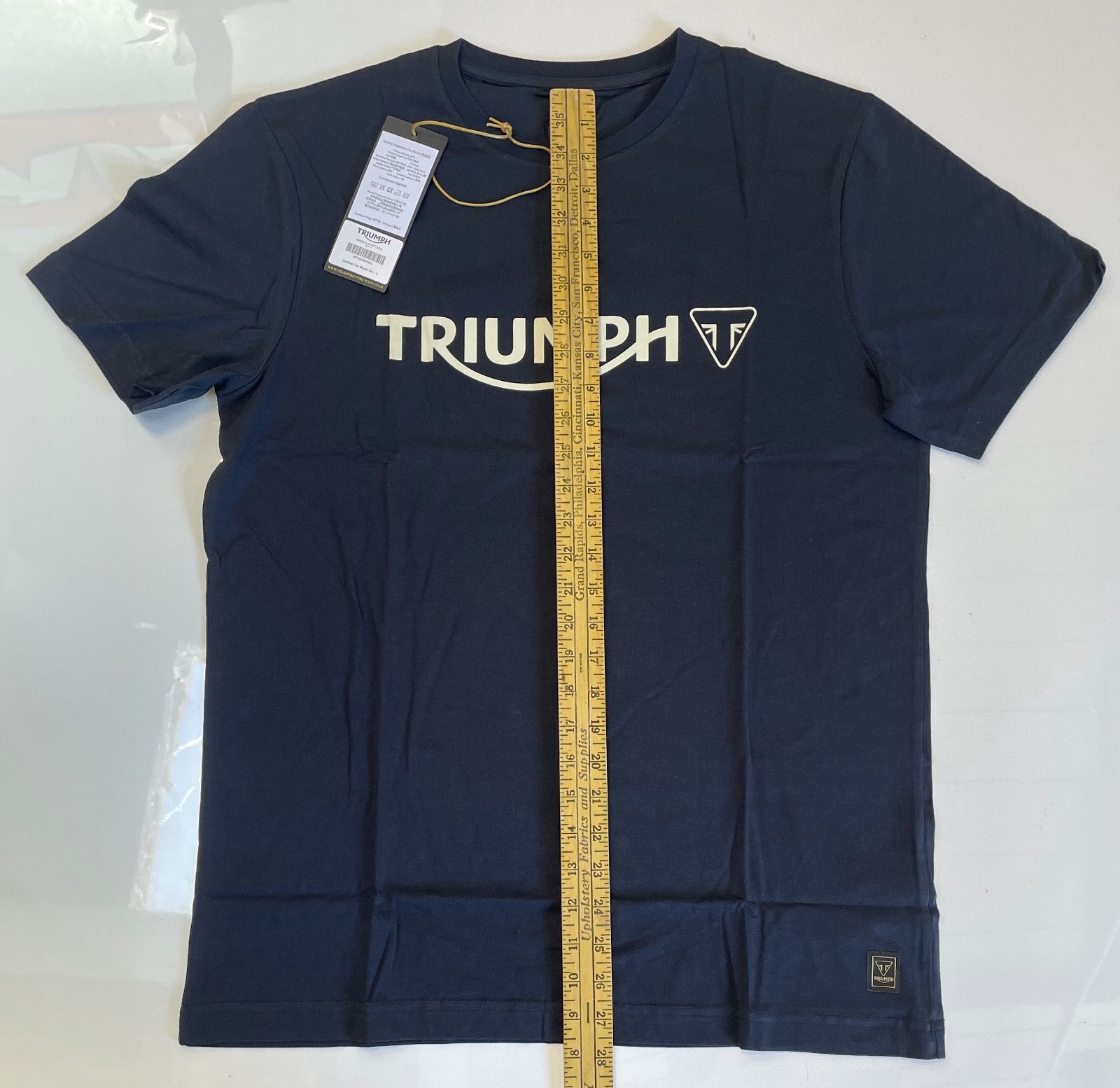 Triumph T-Shirt Mens Large Cartmel Jet Black Spellout Logo Short Sleeve Cotton
