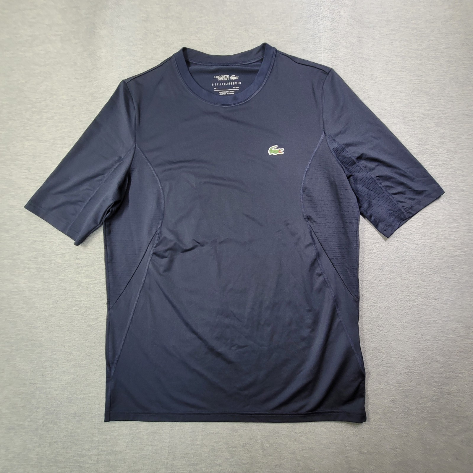 Lacoste Sport T Shirt Mens 2XL Navy Sport Novak Djokovic Tennis Stretch Logo
