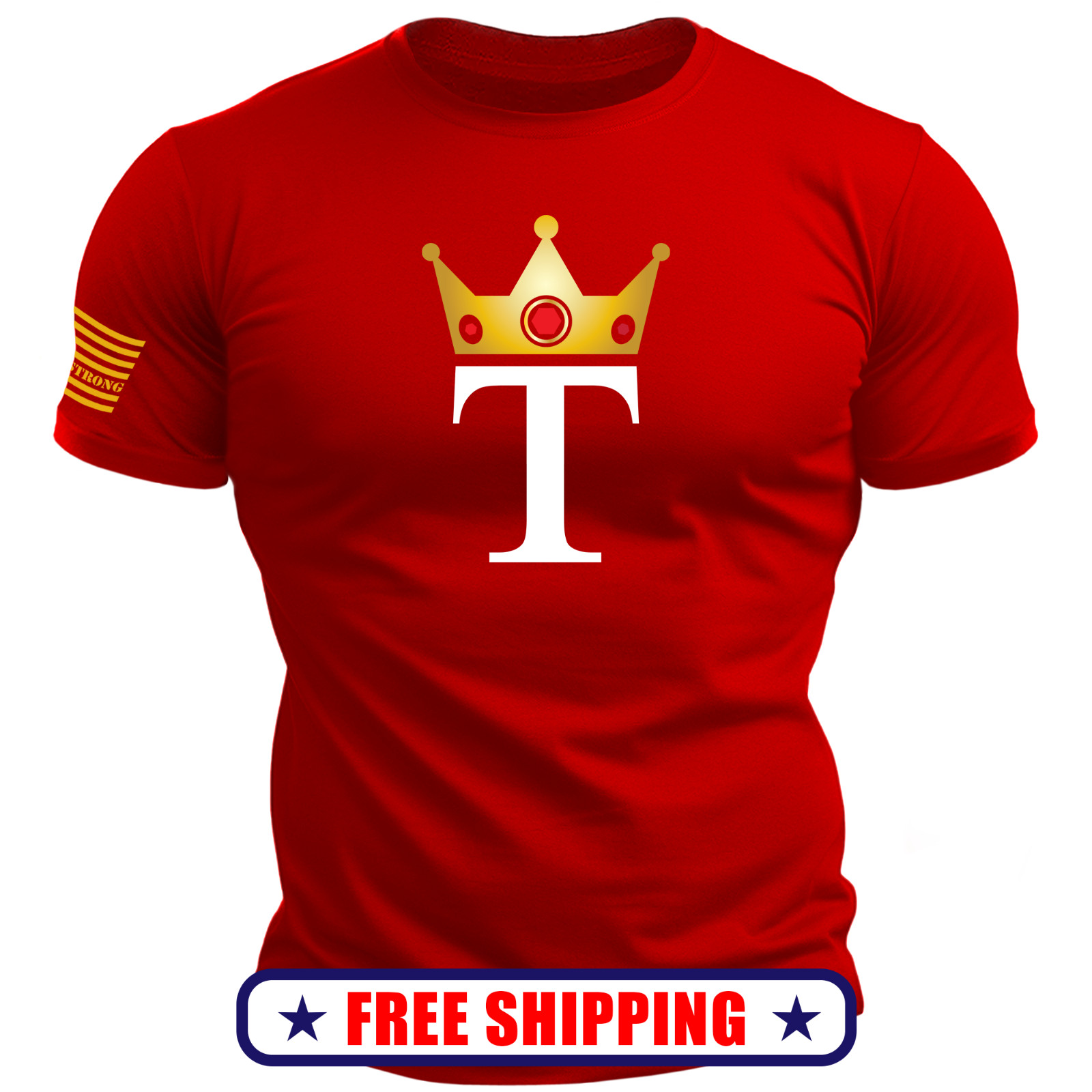 GOLD Metallic KING TRUMP Logo TShirt – patriotic maga usa america 250 flag S-2XL