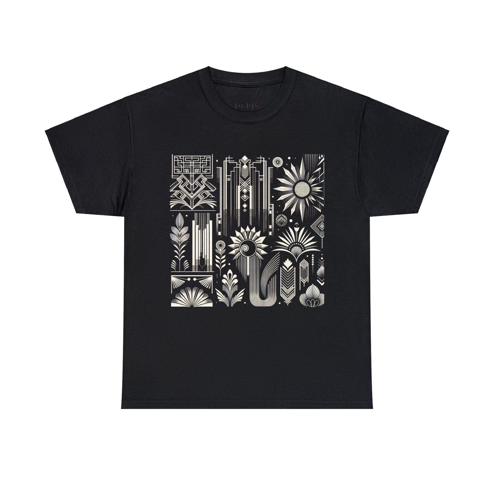 Unisex Adult T Shirt Designer Monochrome Art Deco Pattern Geometric Vintage Vibe