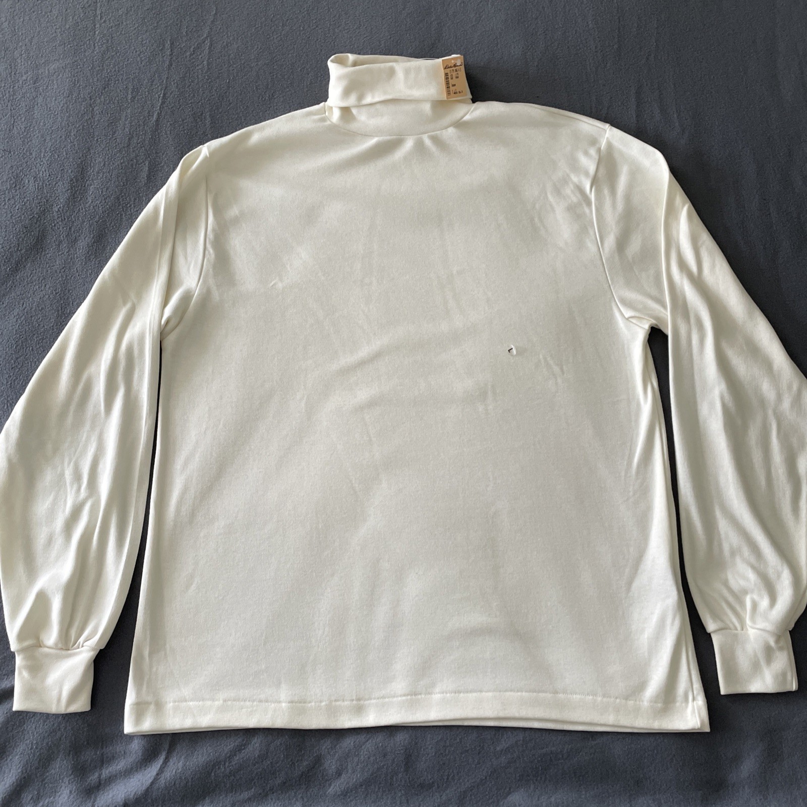 VINTAGE Eddie Bauer Shirt Mens Large White Turtleneck Cream Made USA 90s New Tag