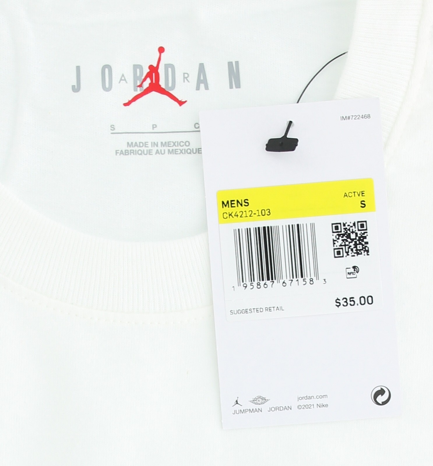 Nike Men’s Air Jordan T-Shirt CK4212, 100% Cotton Jordan Air Wordmark T-Shirt