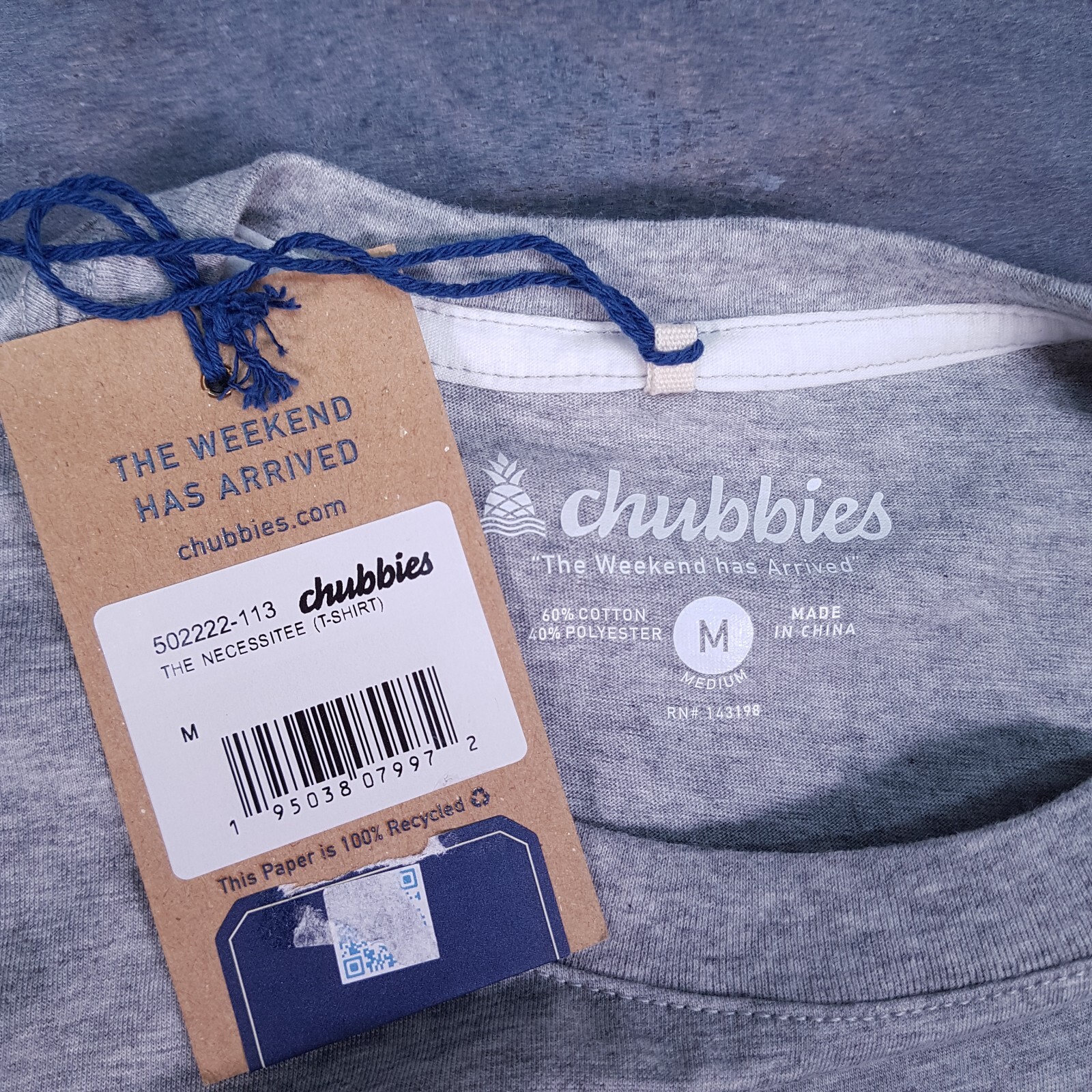 CHUBBIES The Weekend Has Arrived The Necessitee T Shirt Mens Size MEDIUM Grey