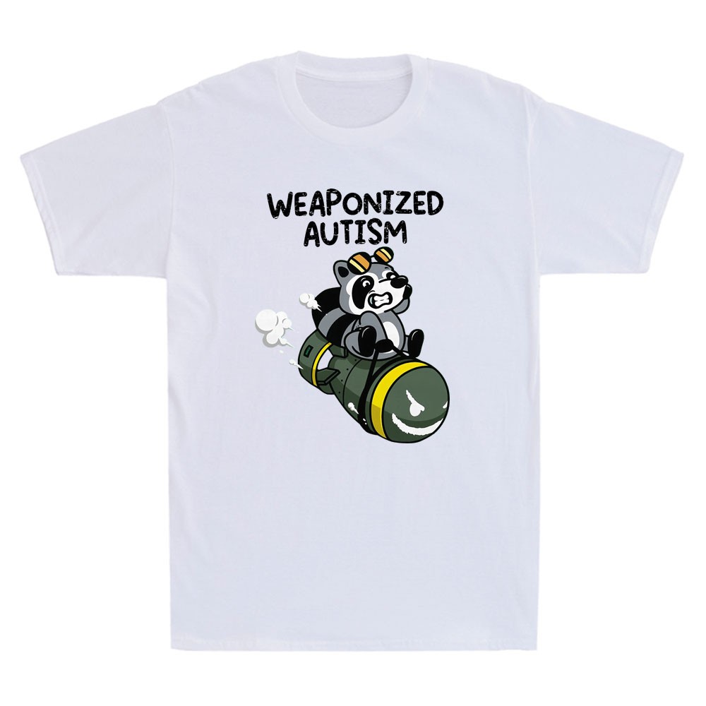 Weaponized Autism Raccoon Funny Graphic Humor Saying Joke Vintage Men’s T-Shirt