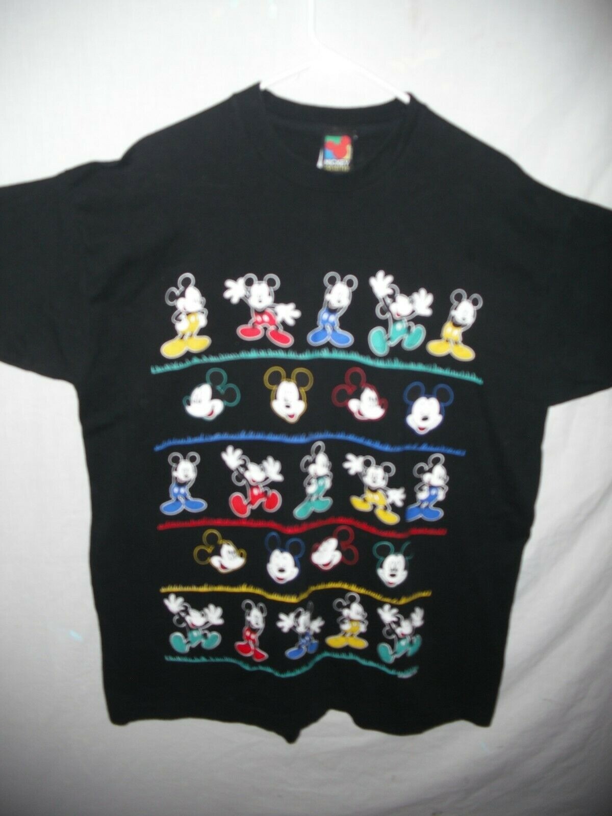 Disney Mickey Unlimited Men’s Black T-shirt Yellow Red Blue Green Size XXL 2XL