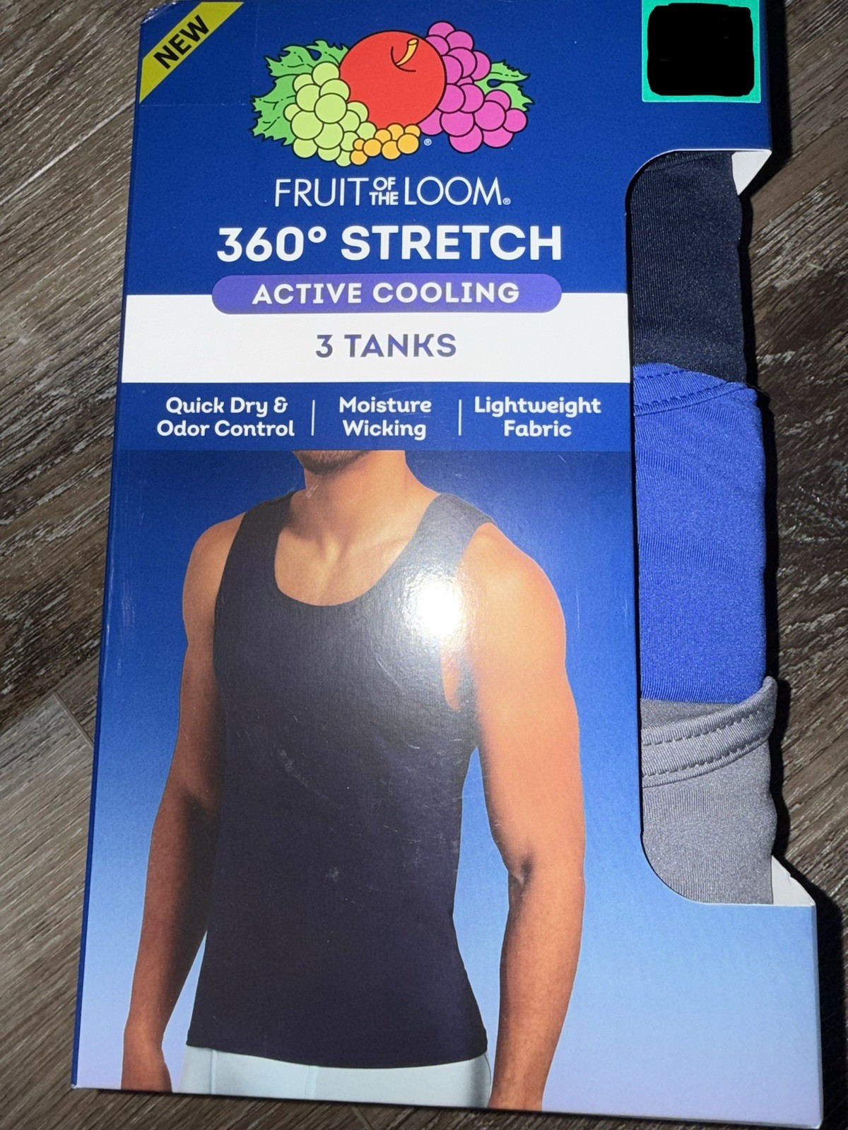 Fruit Of The Loom ~ Mens 3-Pack Tanks Polyester Blend 360 Stretch Cooling ~ 2XL