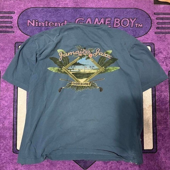 Jamaica Jaxx blue summer tropical baggy t-shirt with palm tree design Size XL