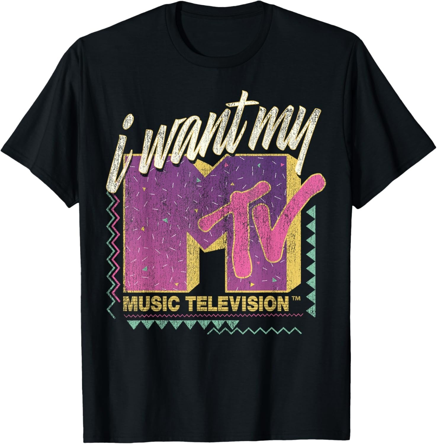 I Want My MTV T-Shirt Classic 90s Retro Colorful Logo Music Video Graphic Tee