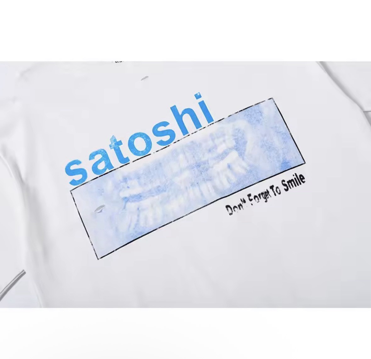 SATOSHI NAKAMOTO Logo T Shirt Men Large White Crew Neck Made in USA Short Sleeve