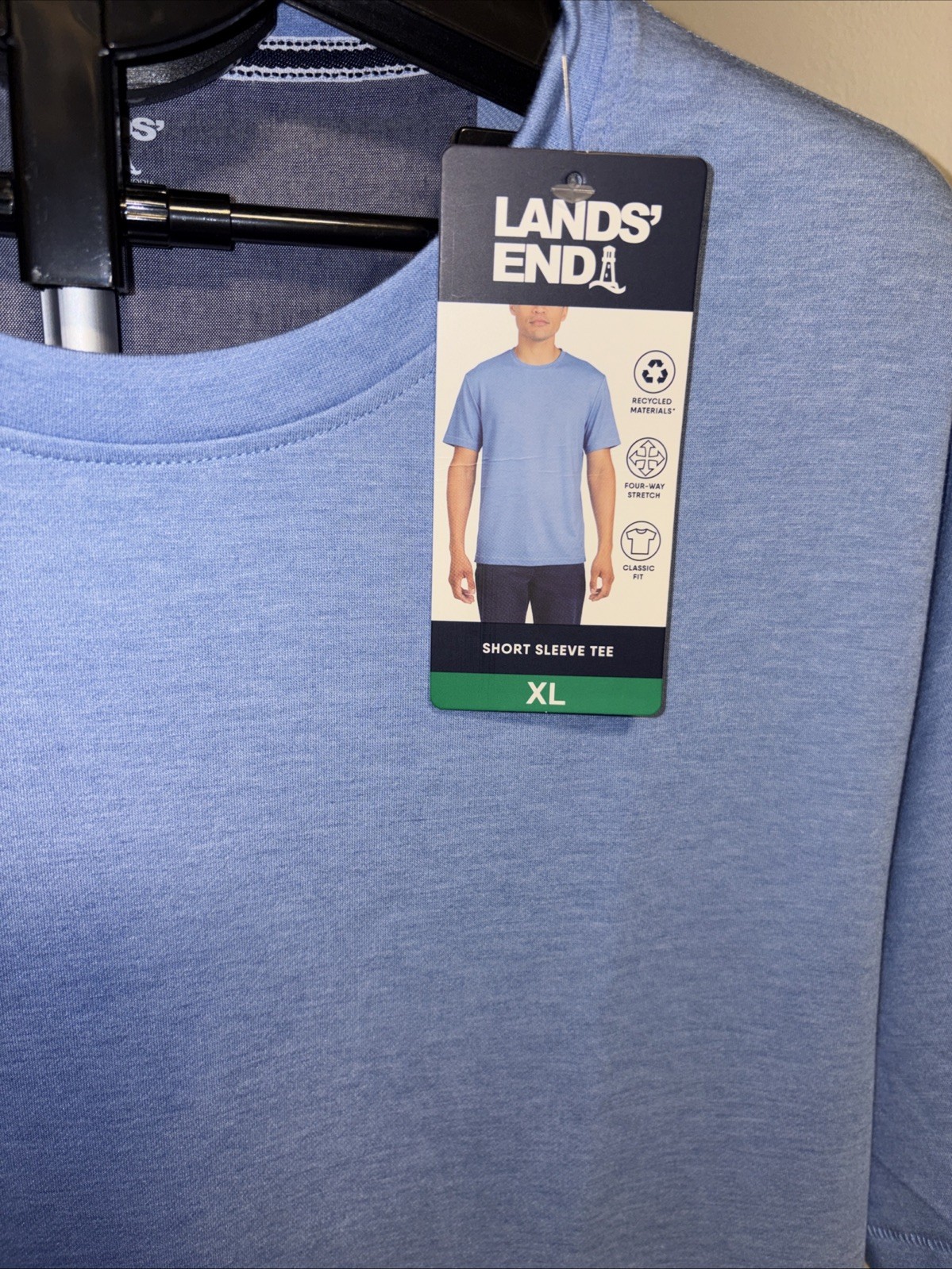 Lands’ End Men’s Tee Classic Fit 4-Way Stretch size XL NWT Blue