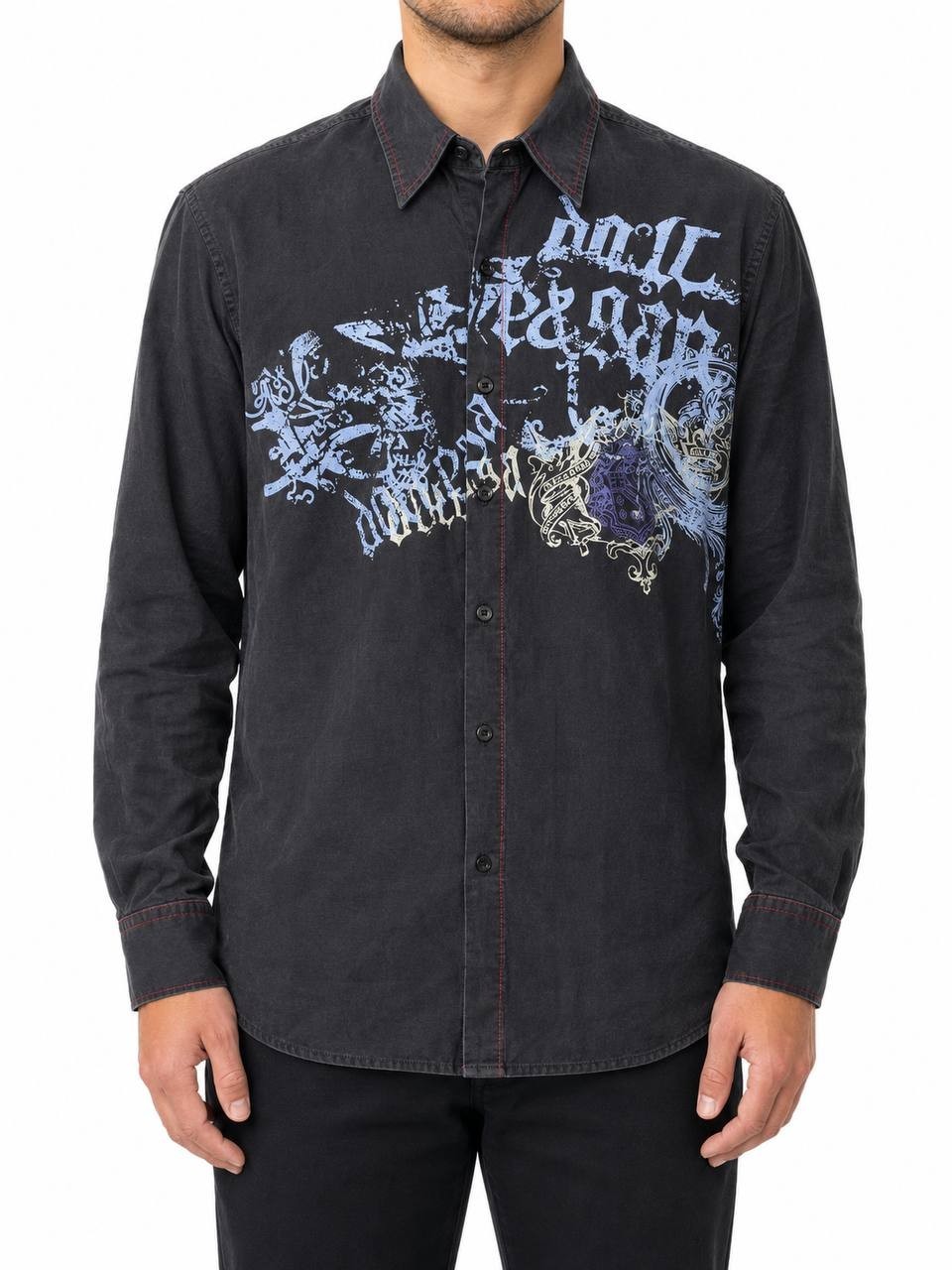 D&G Dolce & Gabbana Vintage Graphic Shirt Men Tagged XXXL Fits L XL