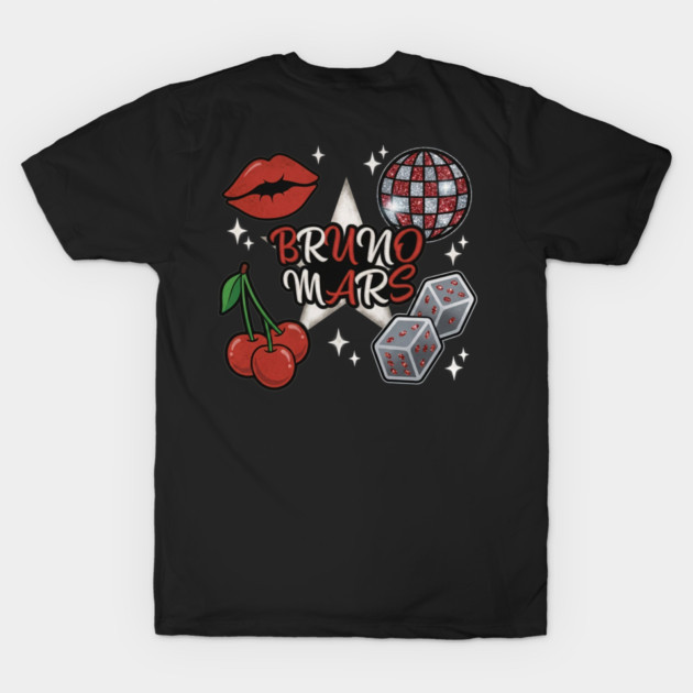 Bruno Mars Disco Glam T-Shirt Cherry Party Graphic Tee Retro Concert Merch Shirt
