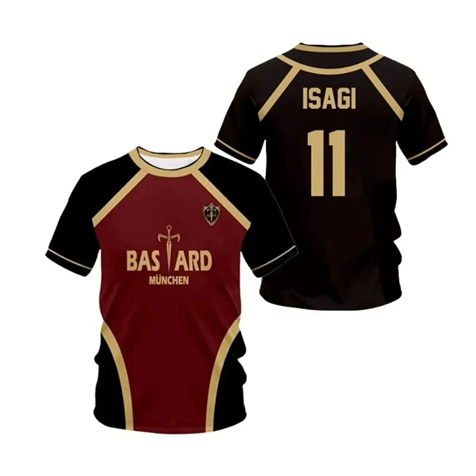 Blue Lock Anime Jersey Futsal Replica Bastard Munich 3D Sports T-Shirt