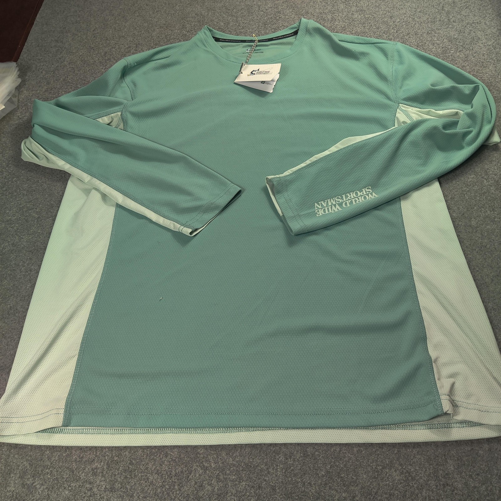 Cabelas World Wide Sportsman Shirt Mens XL Green Long Sleeve Moisture Wicking UV