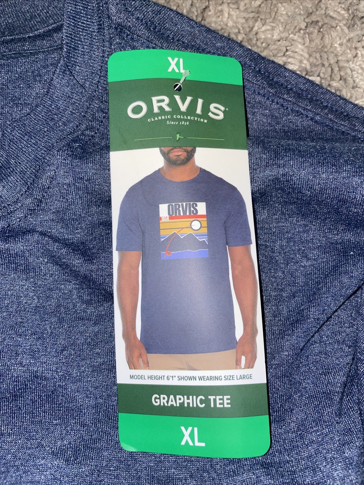 New Mens ORVIS Blue Tee Shirt Size XLarge