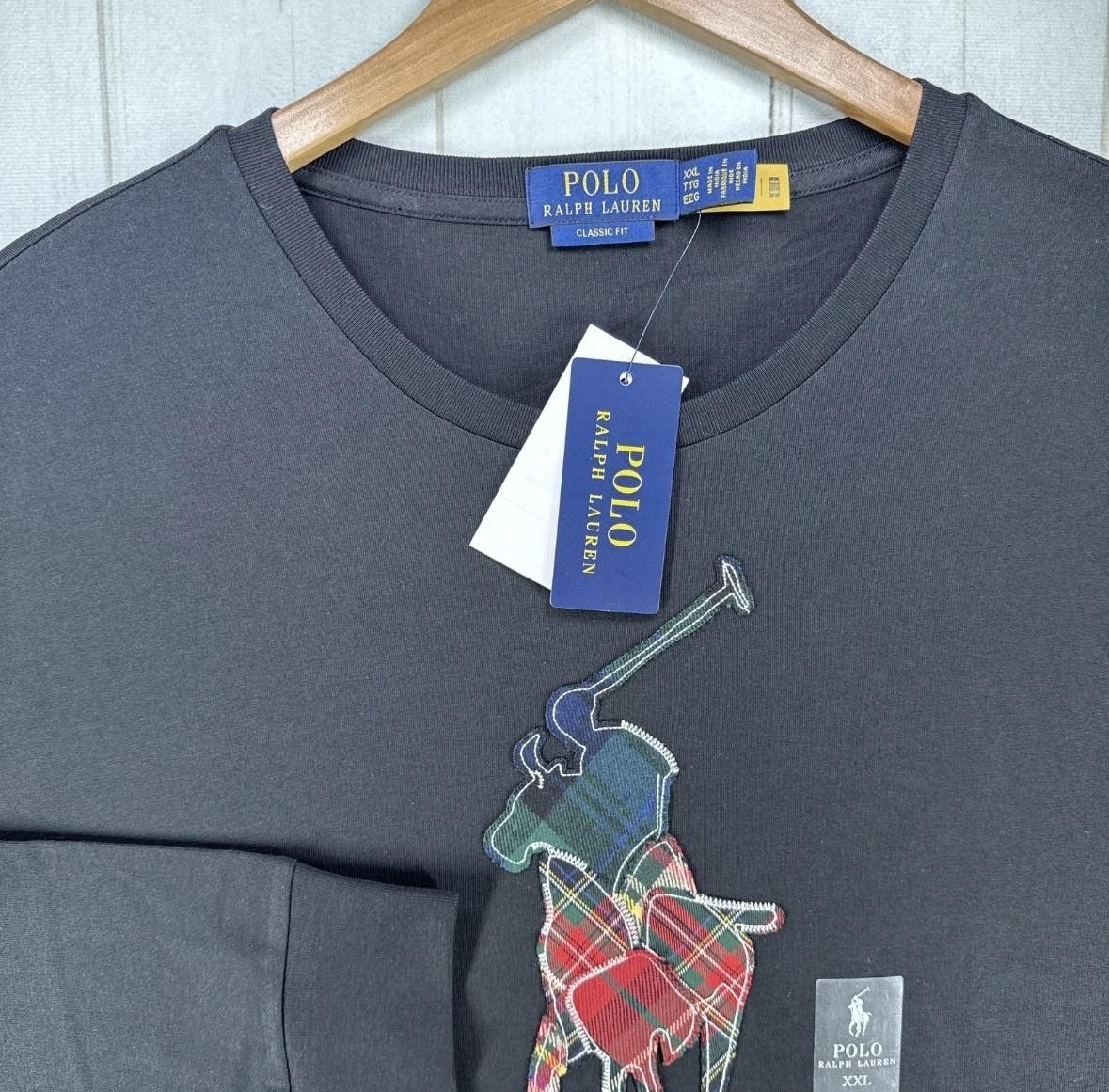 Polo Ralph Lauren Patchwork Plaid Big Pony Shirt 2XL Long Sleeve Black NEW$69.50