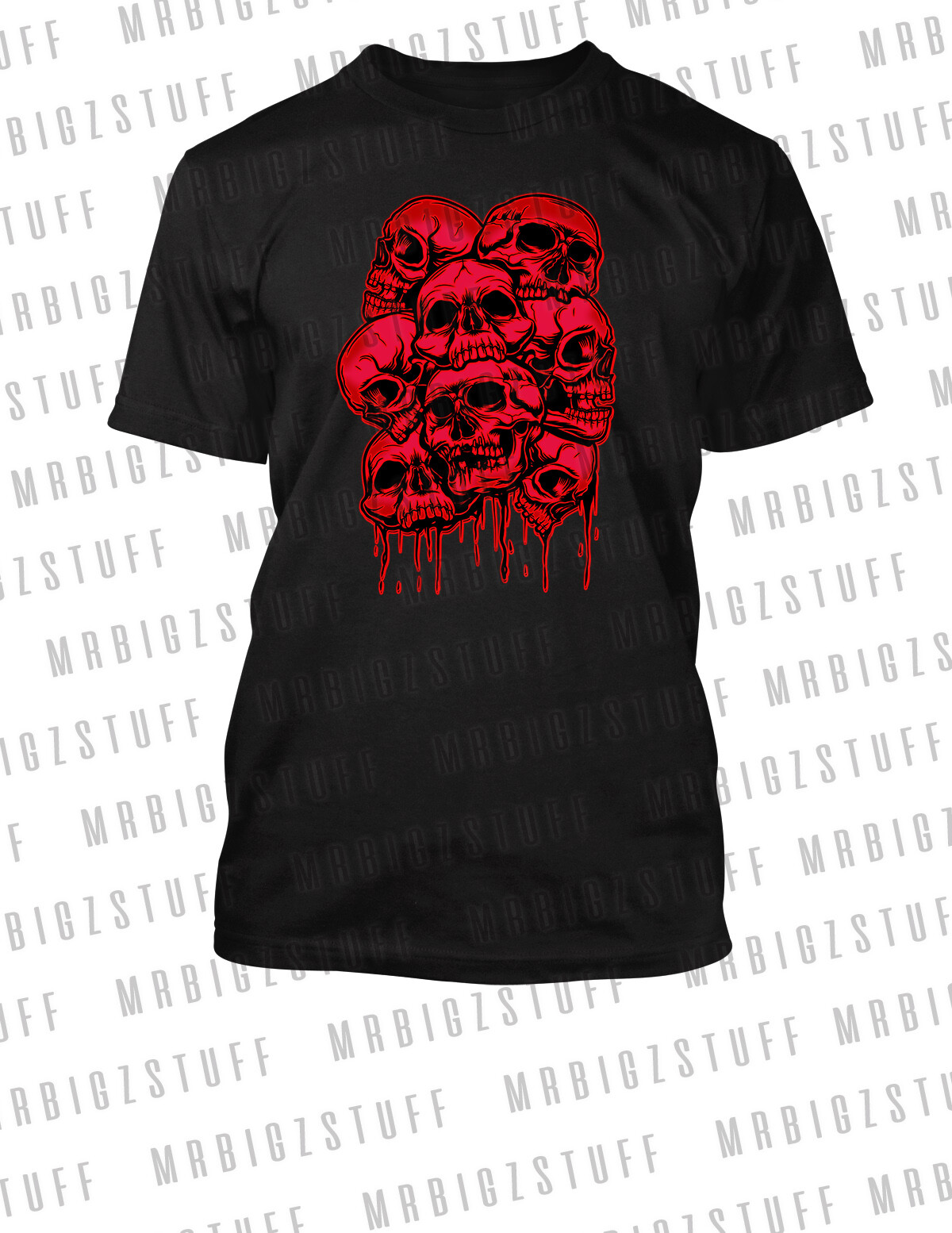 Red Skulls Graphic Sneaker Tee Skull Pile Gothic T-Shirt Big & Tall Small T