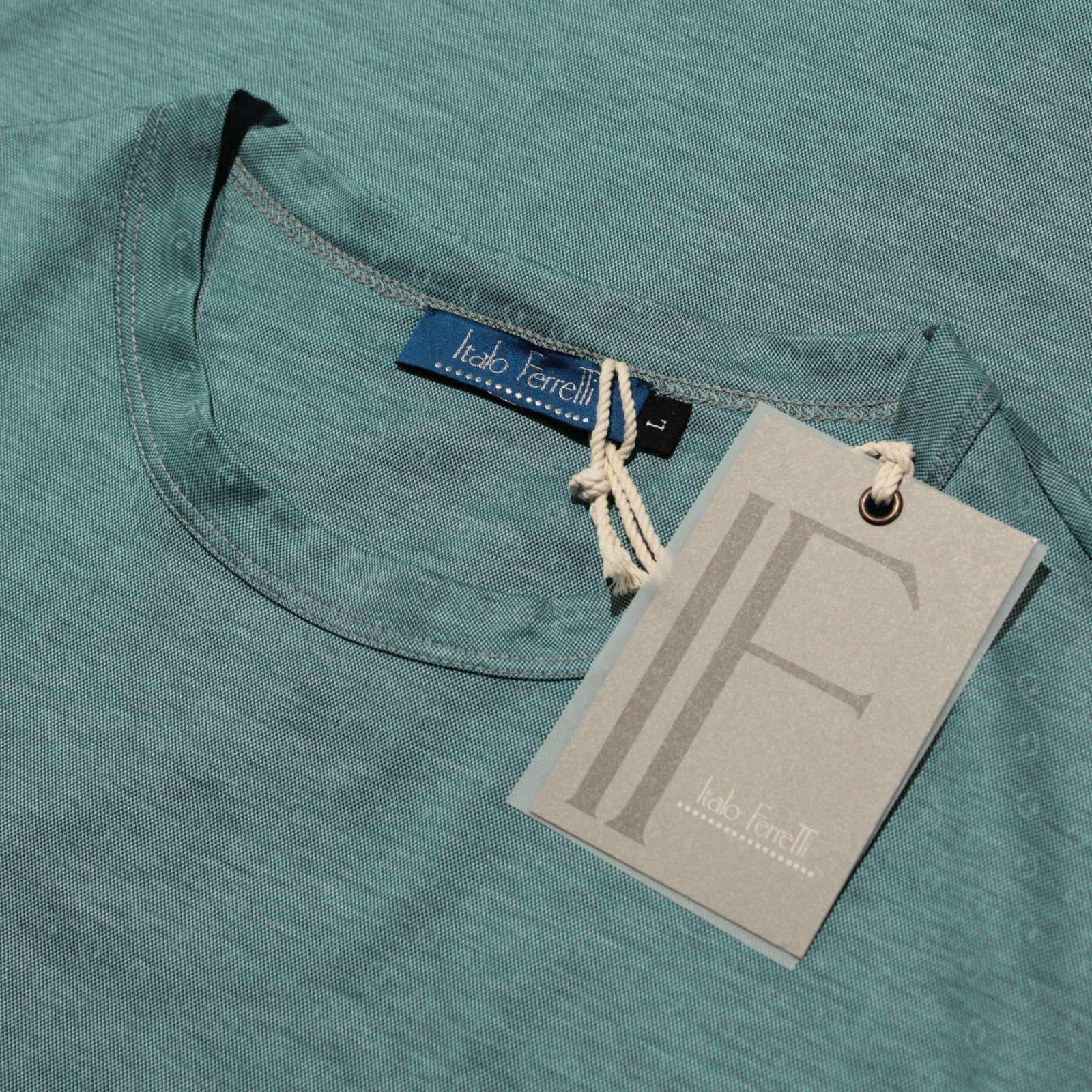 Italo Ferretti NWT Short Sleeve Crew Neck T-Shirt Size L in Green 100% Cotton