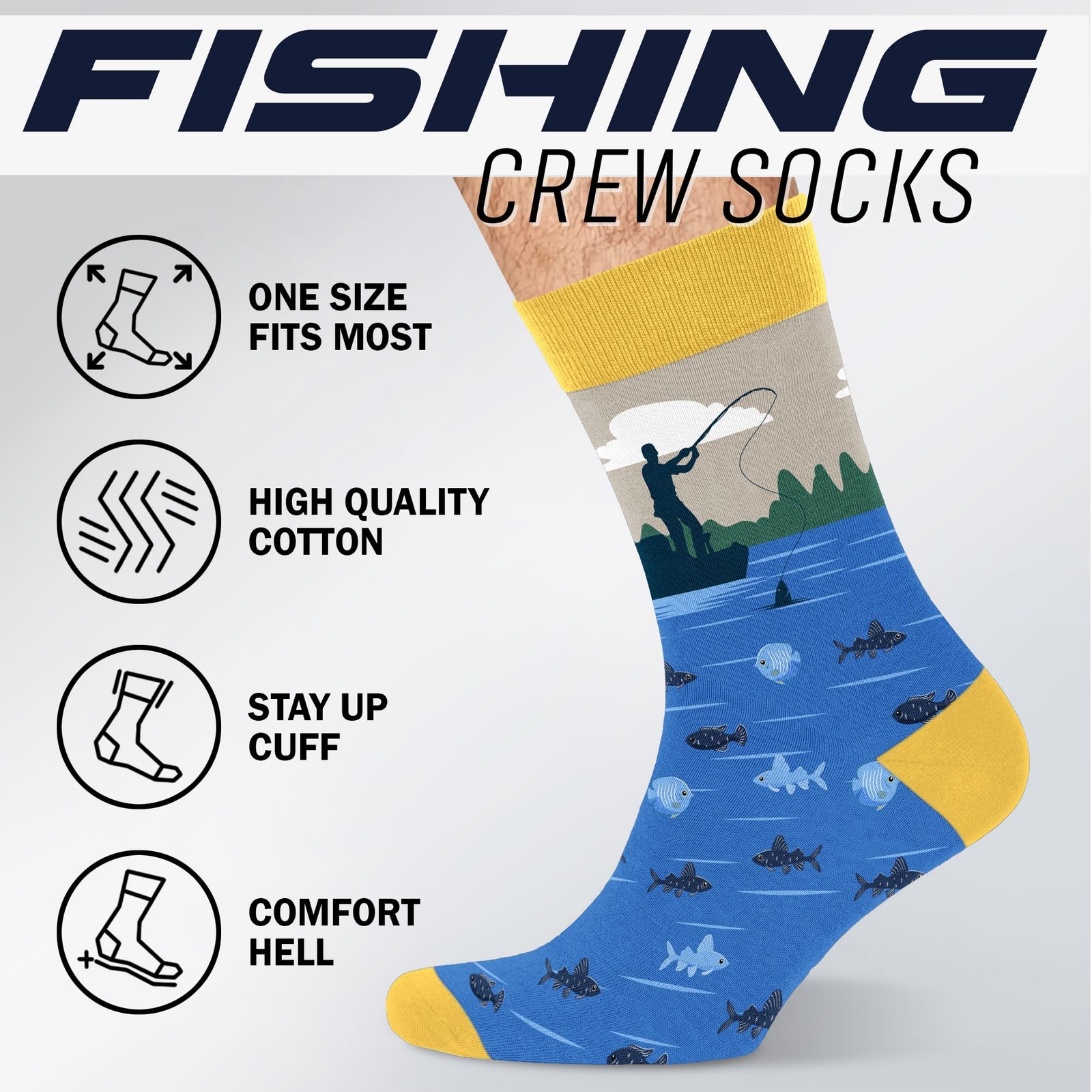 Fishing Gifts For Men – Comfy Socks With Fly Fishing Accessories Design, Perf…