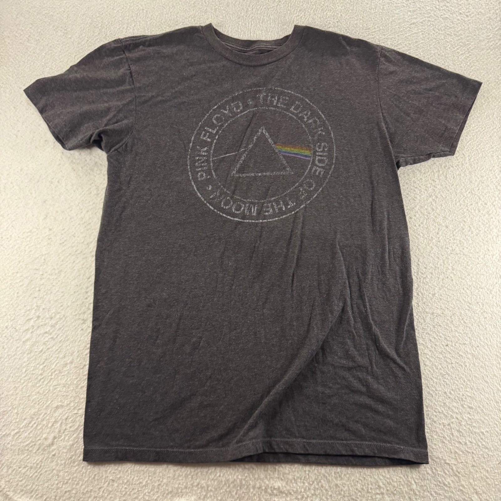Pink Floyd Dark Side of the Moon Graphic Tee Mens M Charcoal Gray Distressed
