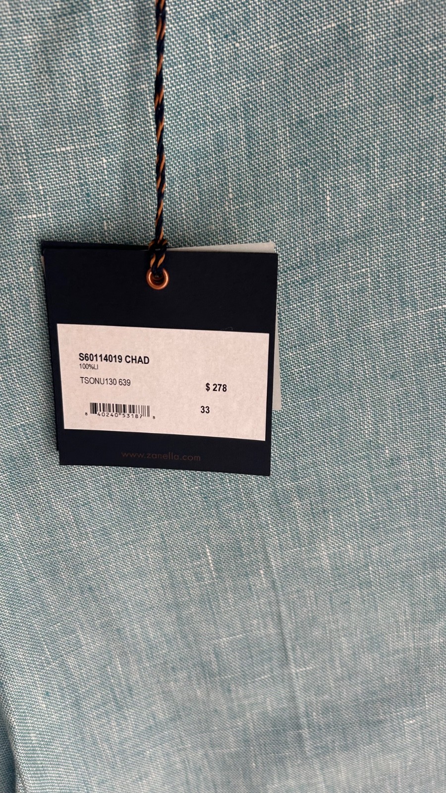 Chad Bermuda short light blue 100% linen. Size 33 waist.