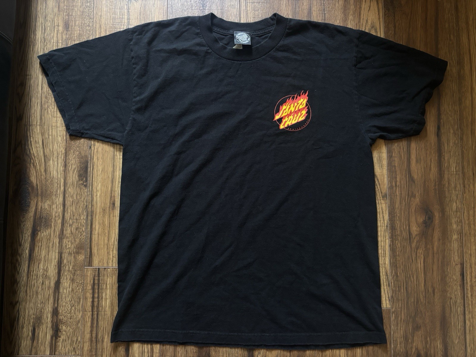 Santa Cruz T Shirt Men Skateboards Color Black Cotton Crew Tee Size Large