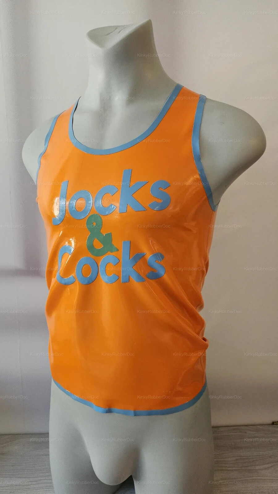 Customizable Latex Rubber Tank Top –Jocks and coc ks Custom text