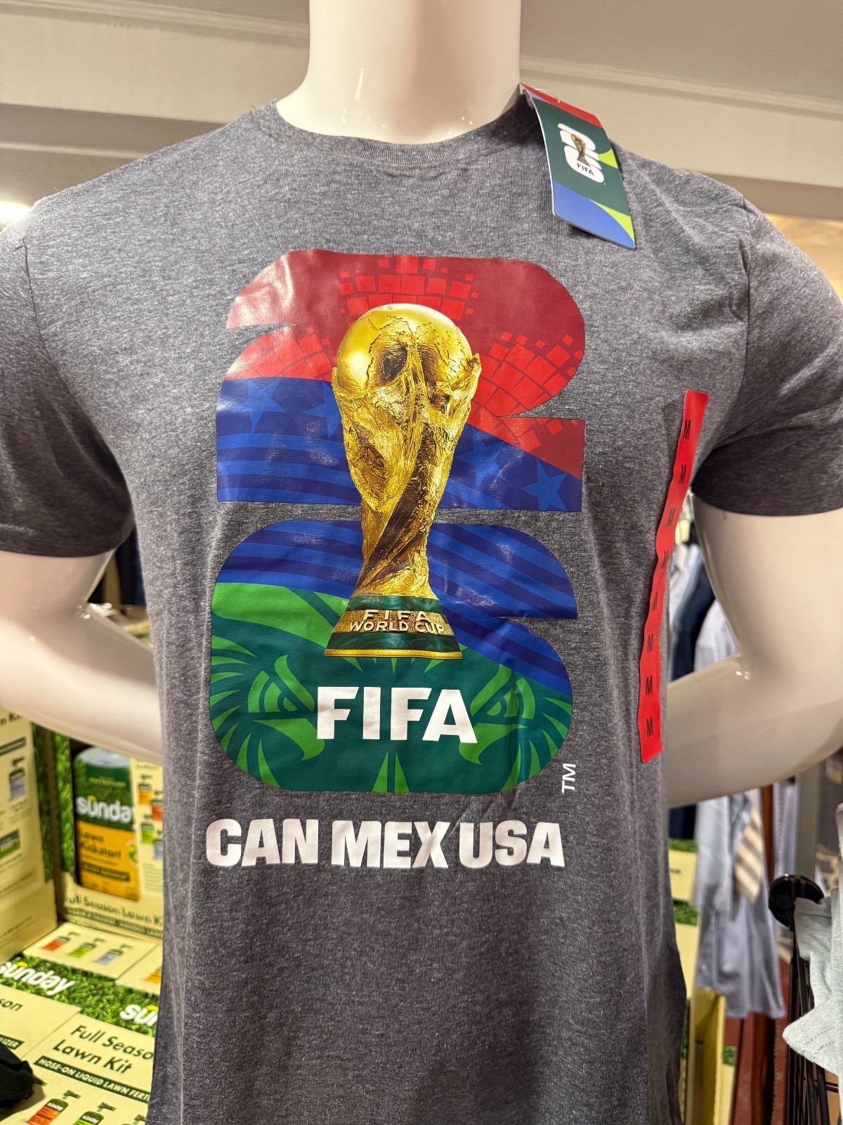 FIFA WORLD CUP 2026 Official Licensed T-Shirt NWT Soccer Gray USA CAN MEXICO
