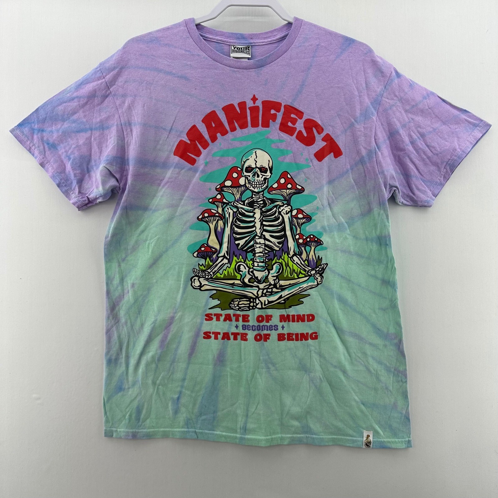 Your Highness Tie Dye Manifest Skeleton Graphic T-Shirt Size Large NWOT