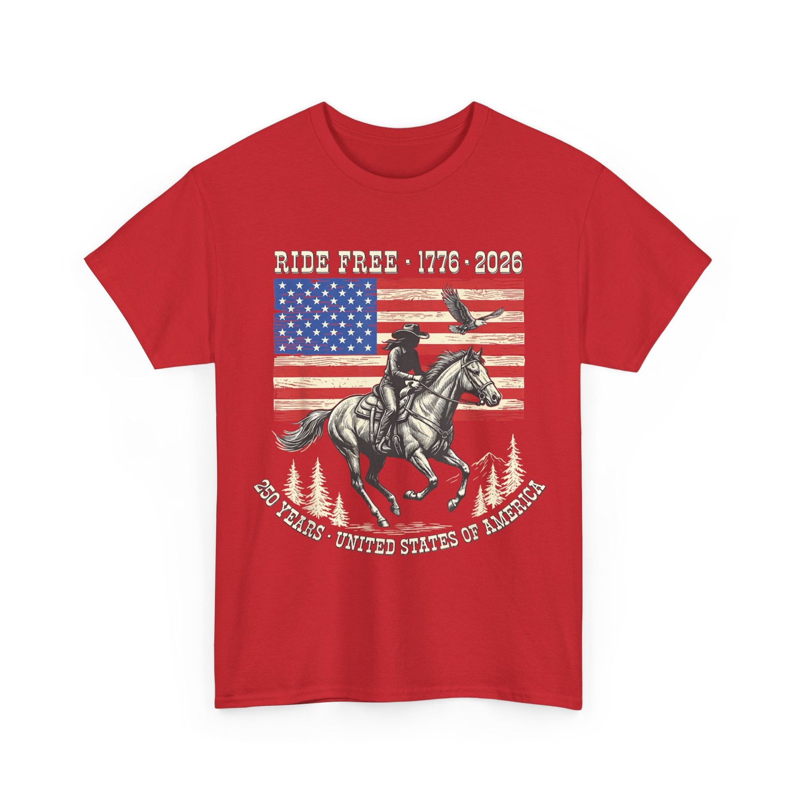 Ride Free 1776 2026 Shirt, USA 250 Years Patriotic Cowboy T-Shirt