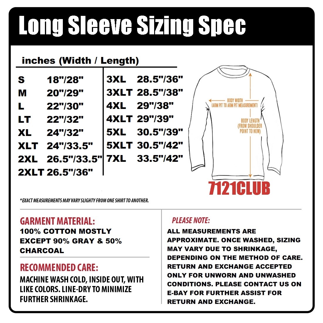 PRO CLUB LONG SLEEVE HEAVYWEIGHT T SHIRT PROCLUB MEN’S PLAIN T SHIRT BIG & TALL