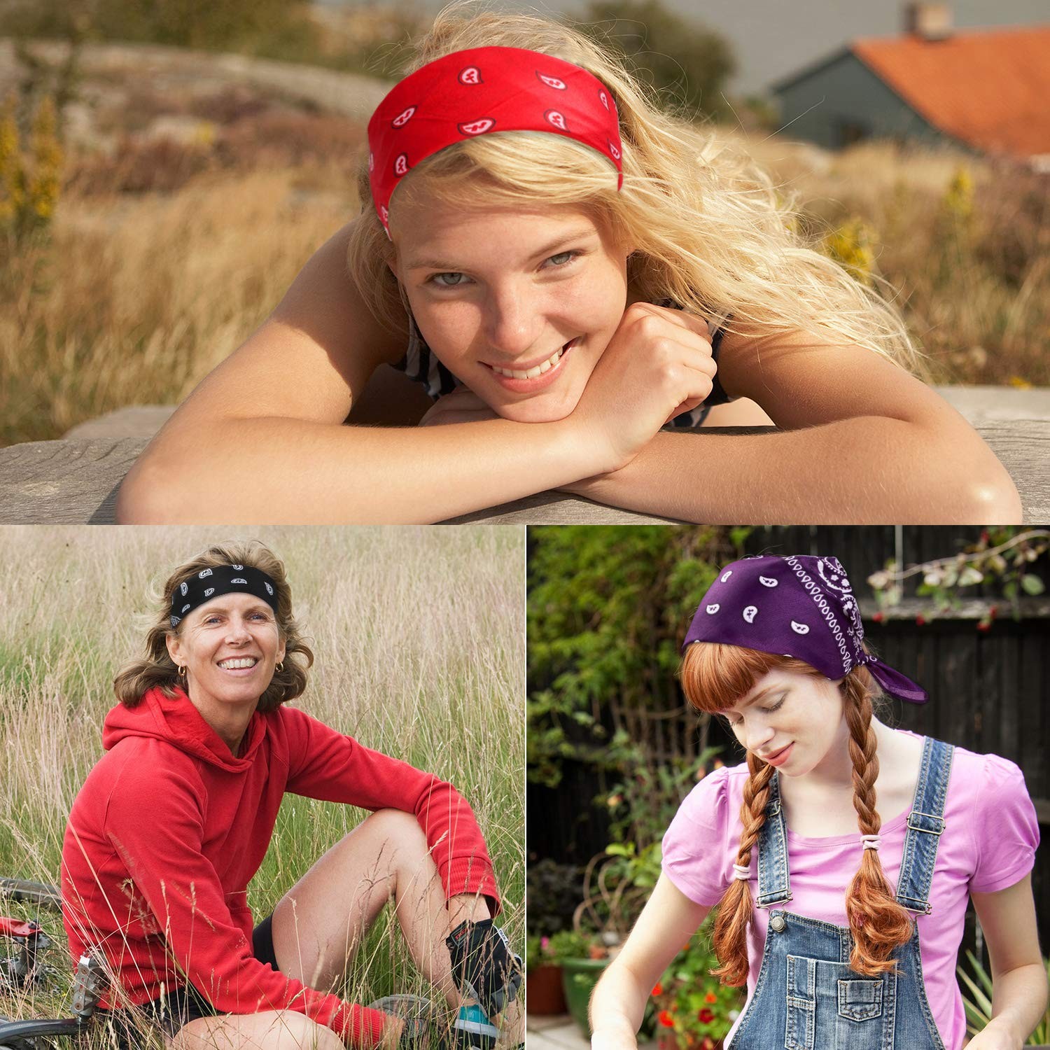 CECIAOAIME 16 Pcs Bandanas Multi-Purpose Bandanas Paisley Cowboy Polyester He…