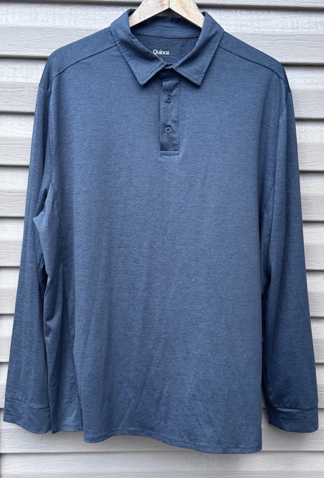 Quince Men’s Flowknit Breeze Performance Long Sleeve Polo Navy Blue XL Casual