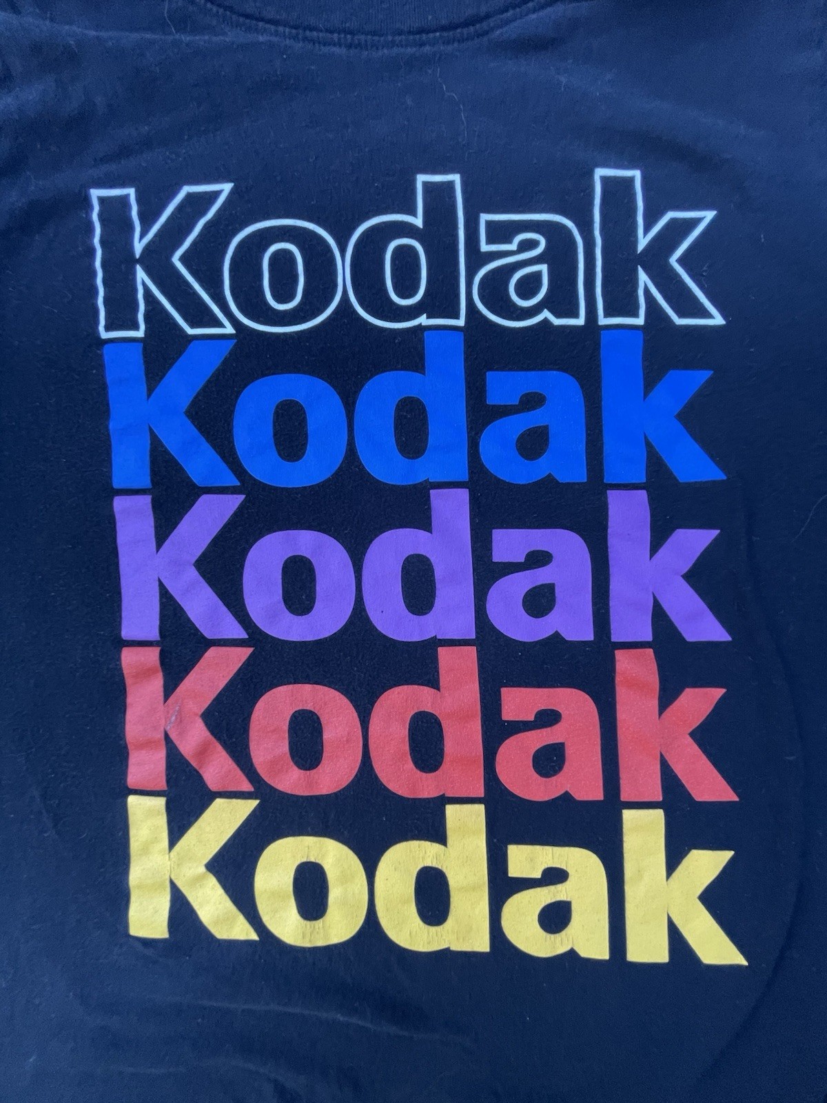 Kodak Shirt Mens M Black Short Sleeve Rainbow Logo Stacked Graphic