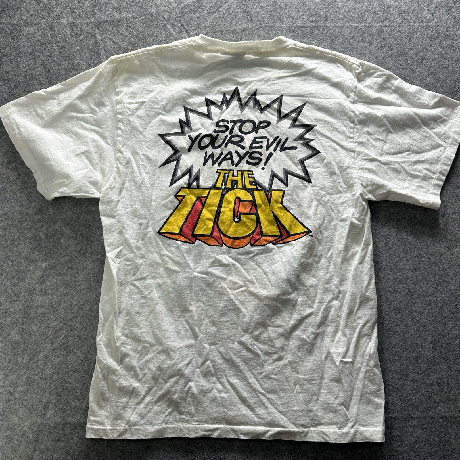 Vintage The Tick Face Graphic Evil Ways Mens Large Single Stitch Double Sided