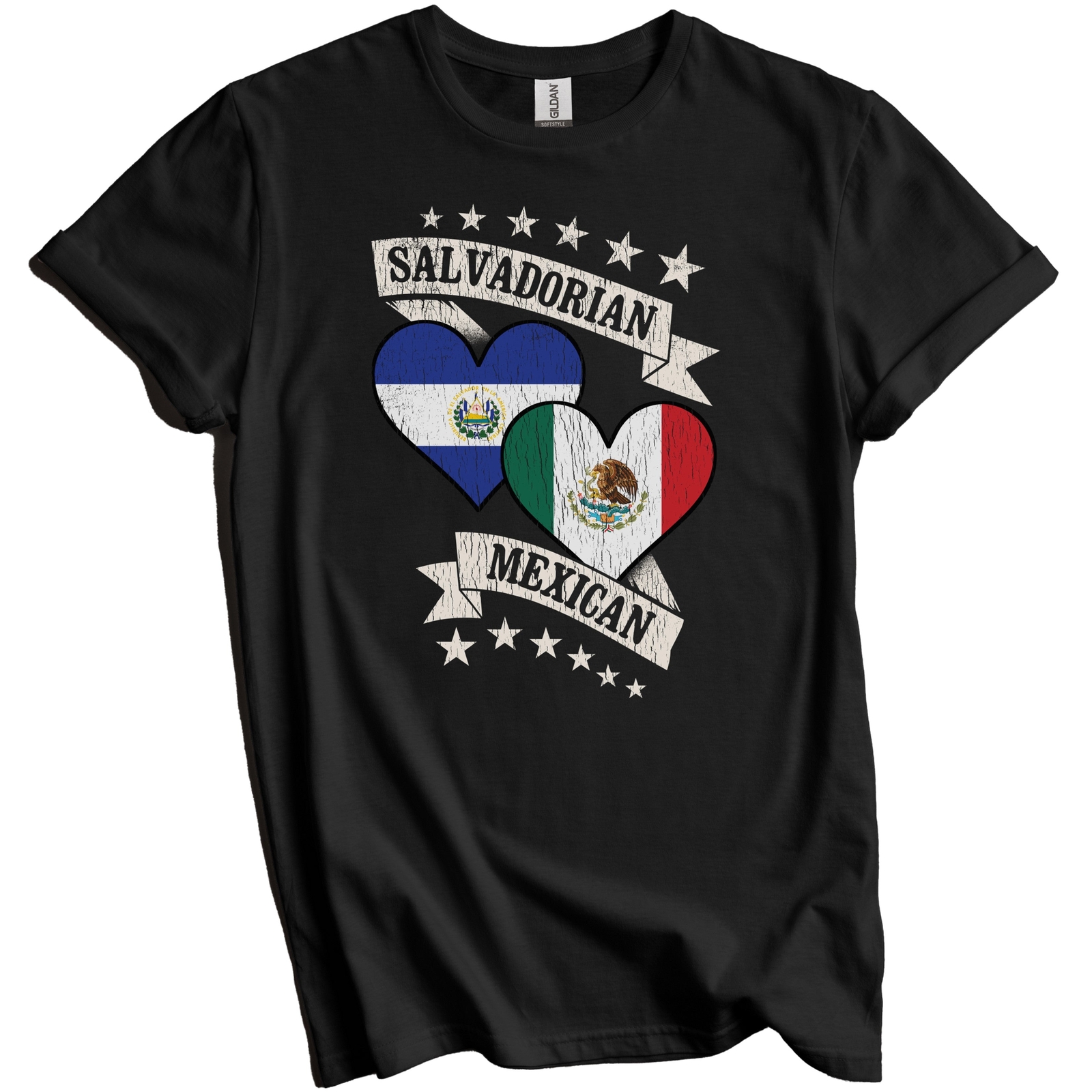 Salvadorian Mexican Heart Flags El Salvador Mexico T-Shirt