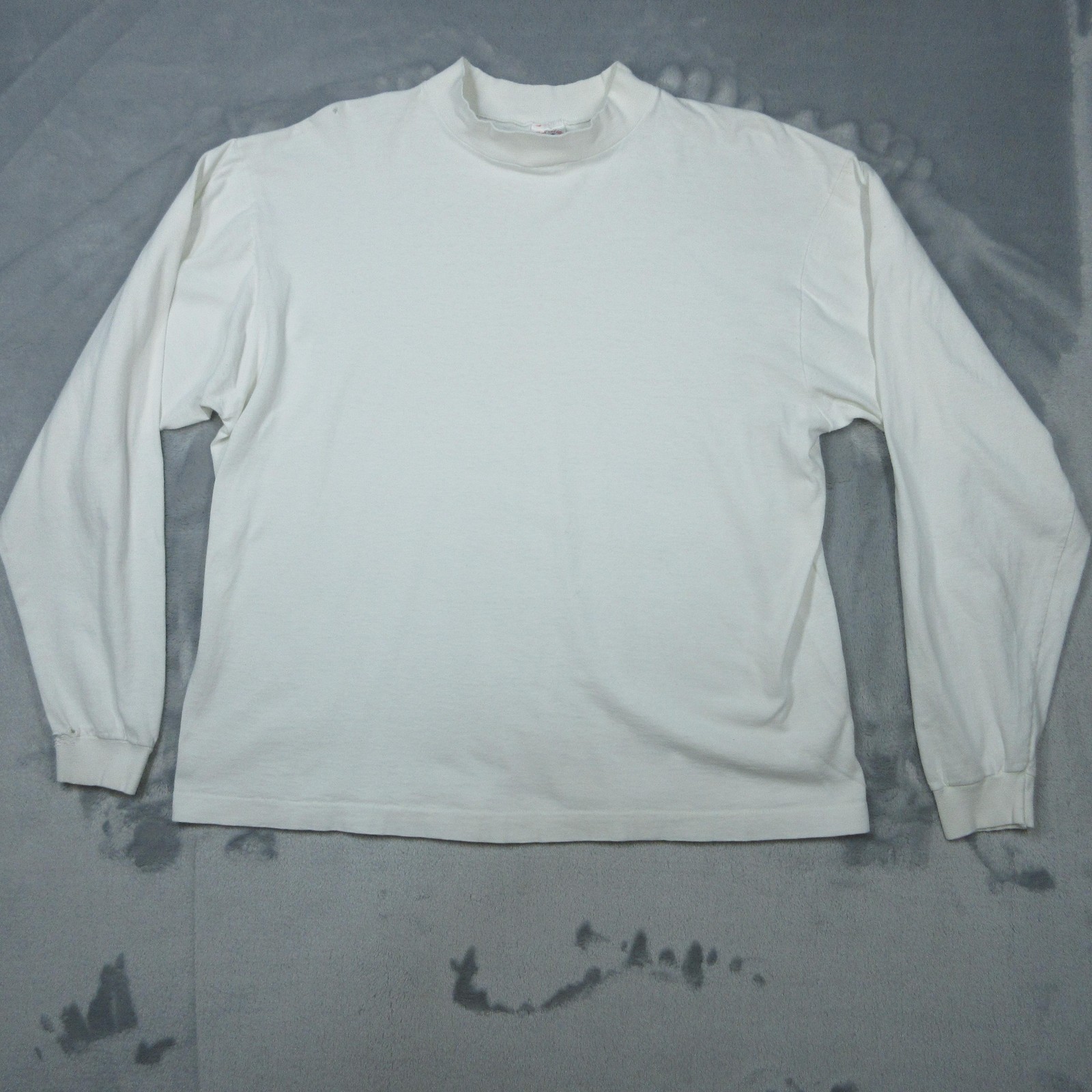 Vintage Fruit of the Loom Shirt Men XL White Mock Neck Long Sleeve USA 90s Thras