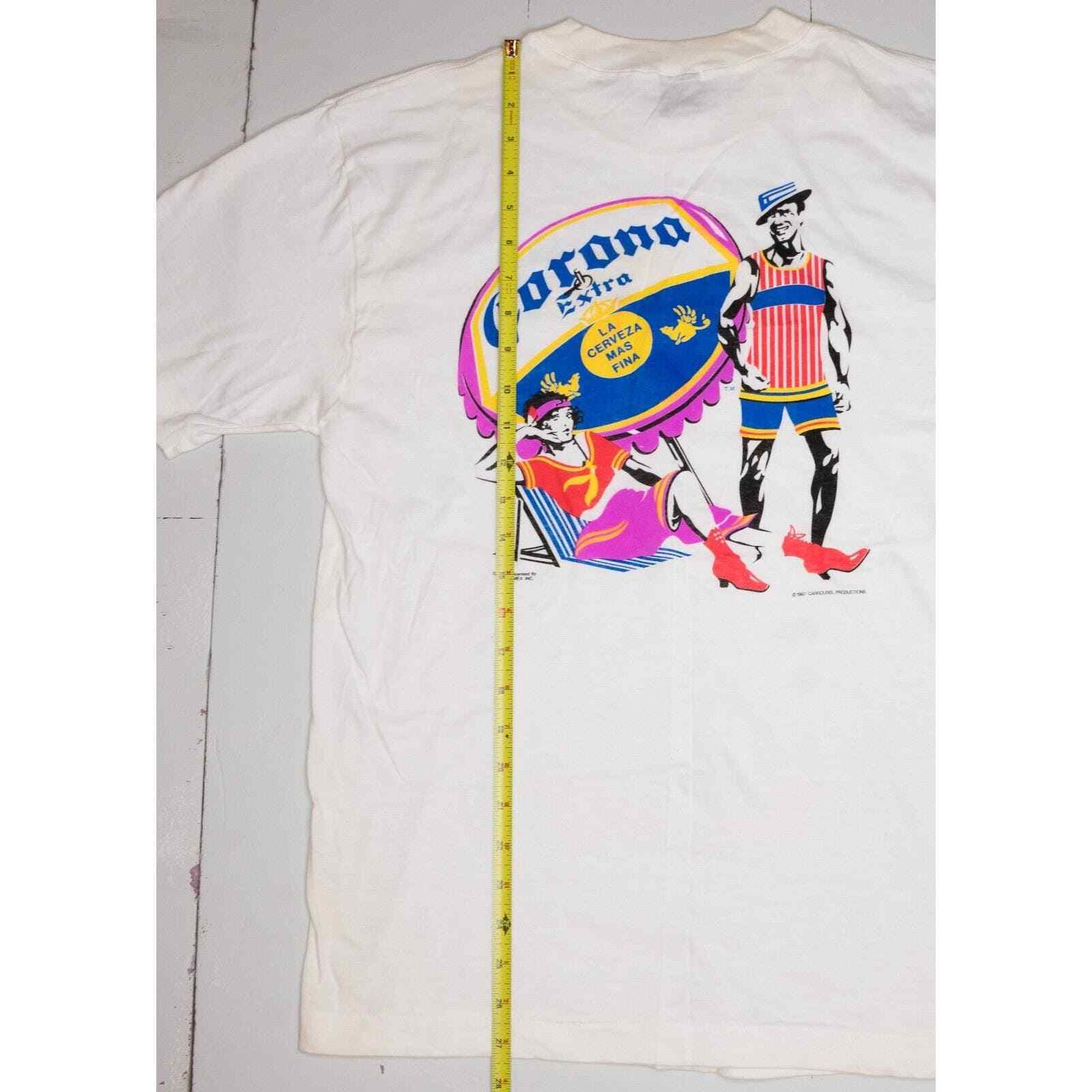 Vintage 80s Corona Extra Beer Sz L Roaring 20s Beach Scene T-shirt 2