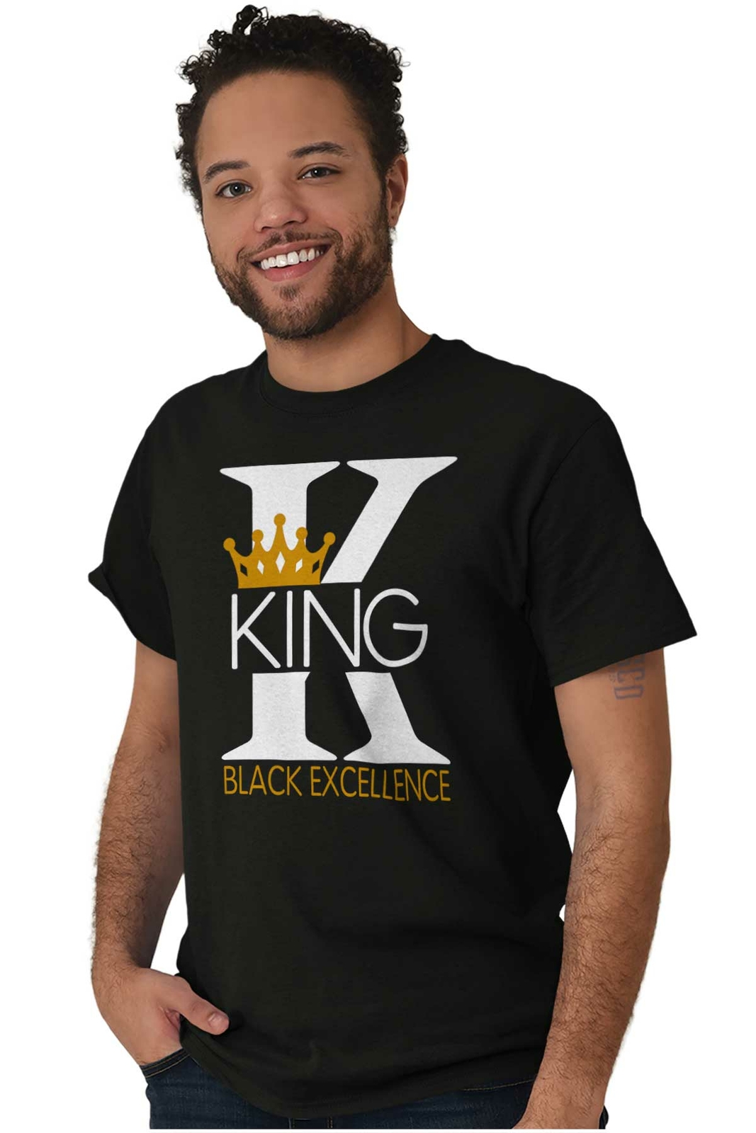 Melanin King Strong Black Man Educated BLM Womens or Mens Crewneck T Shirt Tee