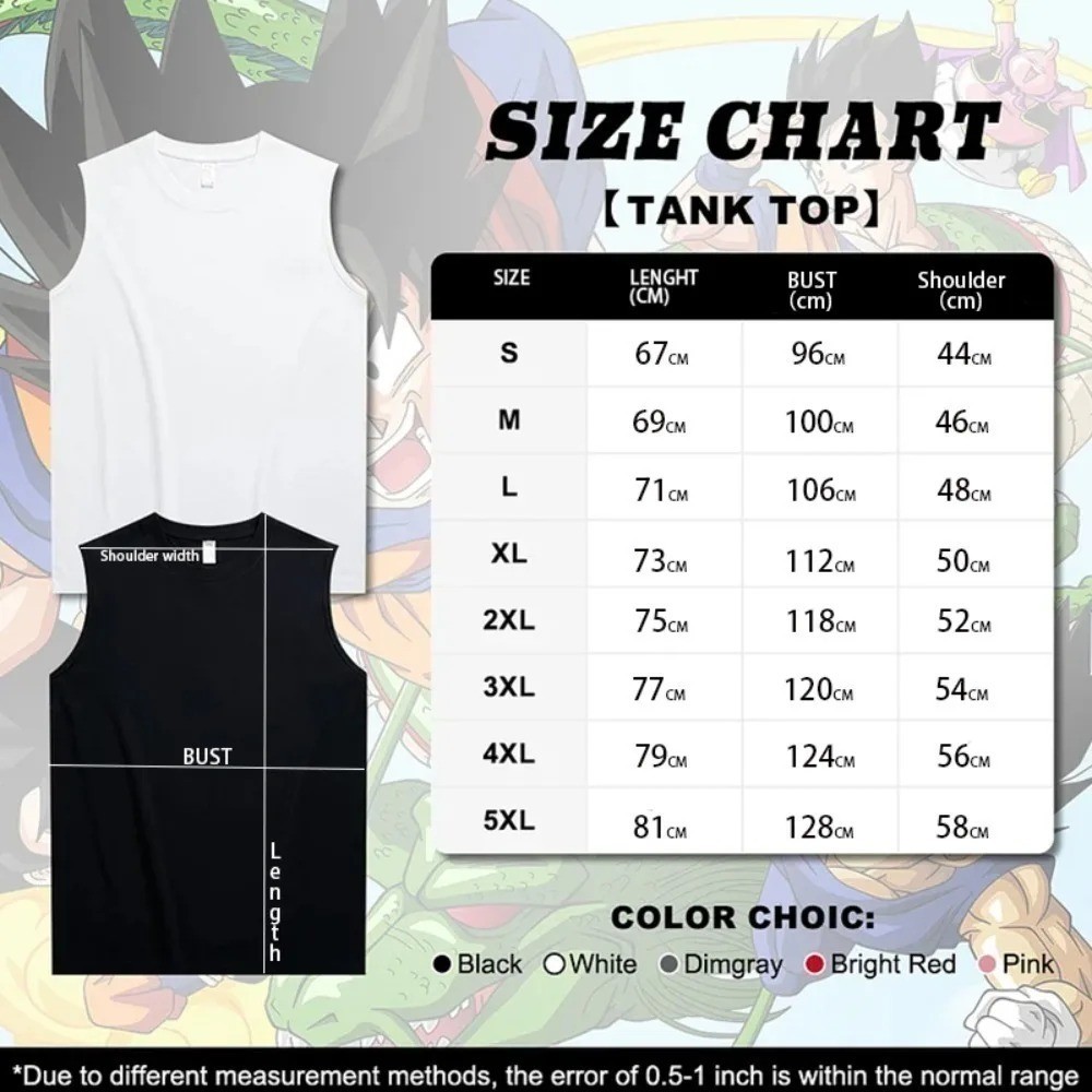Ball Goku Anime Printed Pure Cotton Tank Top American Men’s and