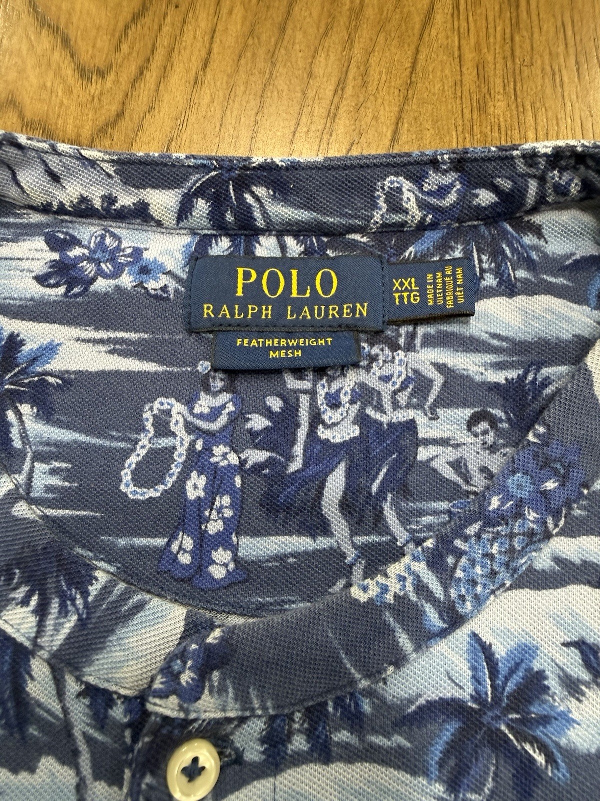 Polo Ralph Lauren Men’s Featherweight Mesh Henley T-Shirt Blue White 2XL